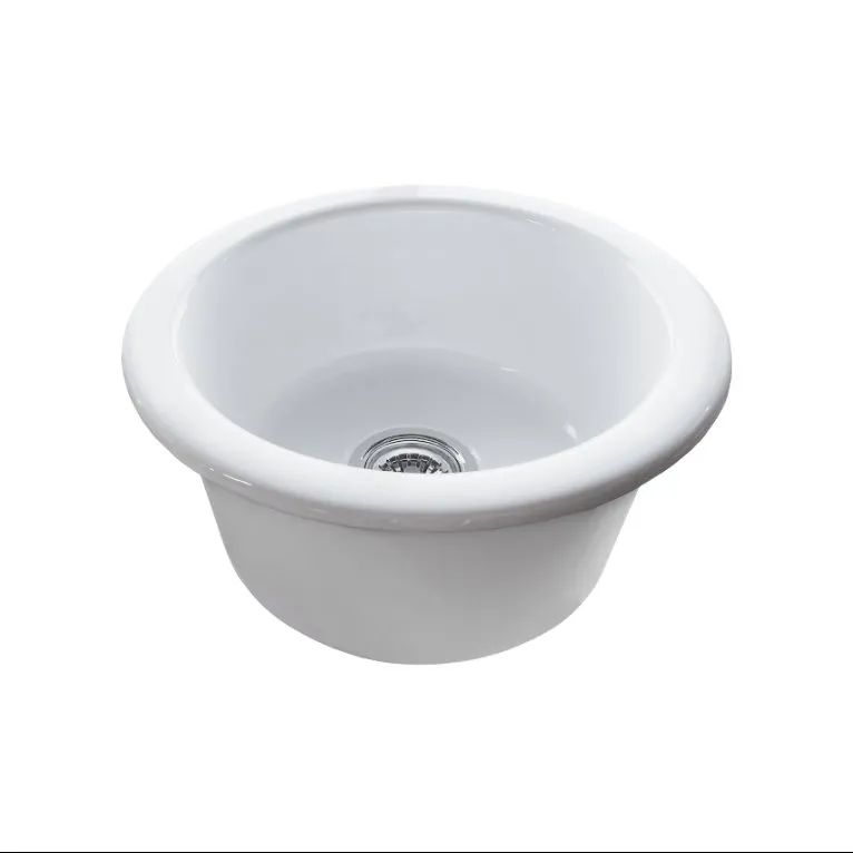 SIMAS KÜCHENSPÜLE Ø45 CM UNTERPUTZ- ODER AUFSATZMONTAGE WEISS