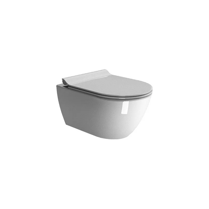 GSI CERAMICA PURA WANDHÄNGENDE TOILETTE MIT SLIM SOFT WC-DECKEL GLÄNZEND WEISS