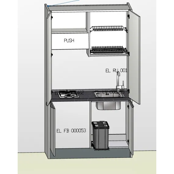 Einbauküche 125cm Shell von Artec Colombini Casa komplett mit Elektrogeräten