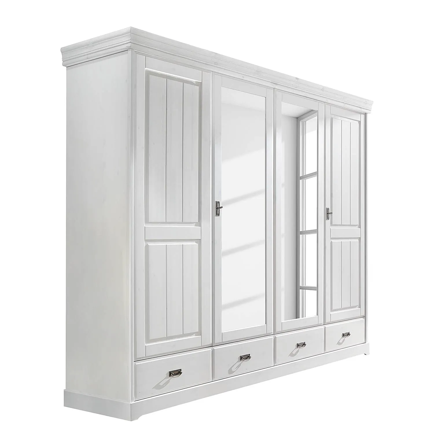 Ridgevalley Massiver Drehtürenschrank Noret Typ B Kiefer massiv Kiefer Weiß B255