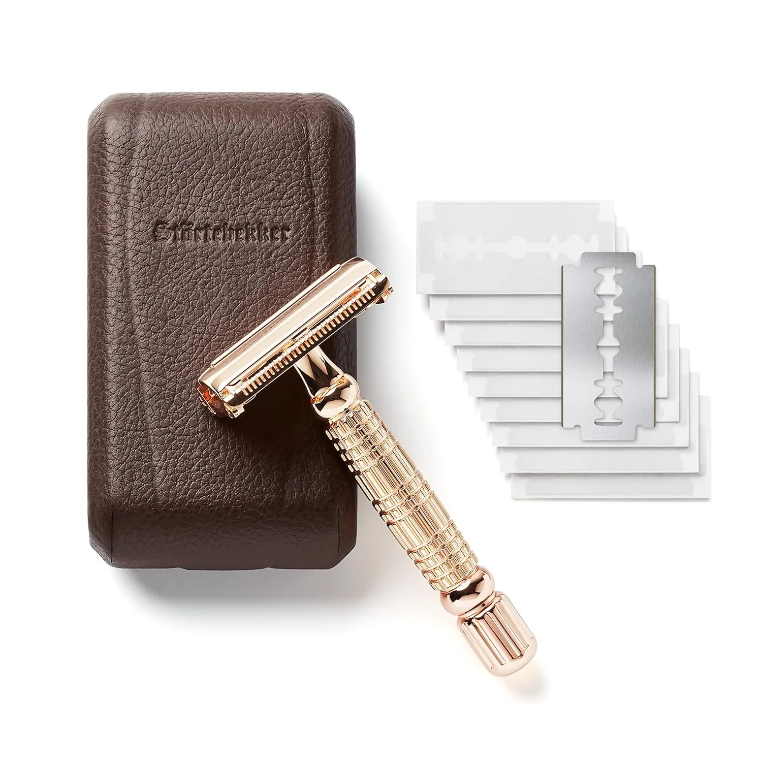 Störtebekker Rasierhobel Herrenrasierer Rasierer 10 Rasierklingen Etui Spiegel B-Ware