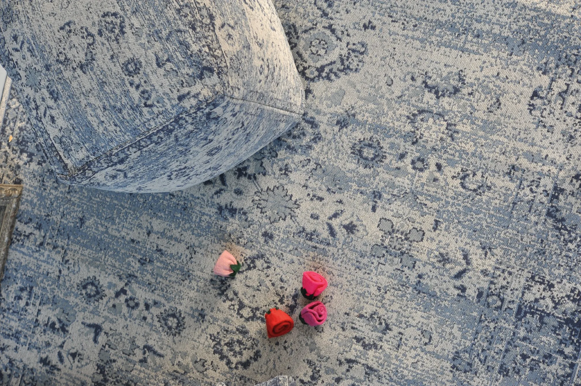 Teppich 'Yuva', cremeweiß, blautöne, T 140 cm, B 200 cm