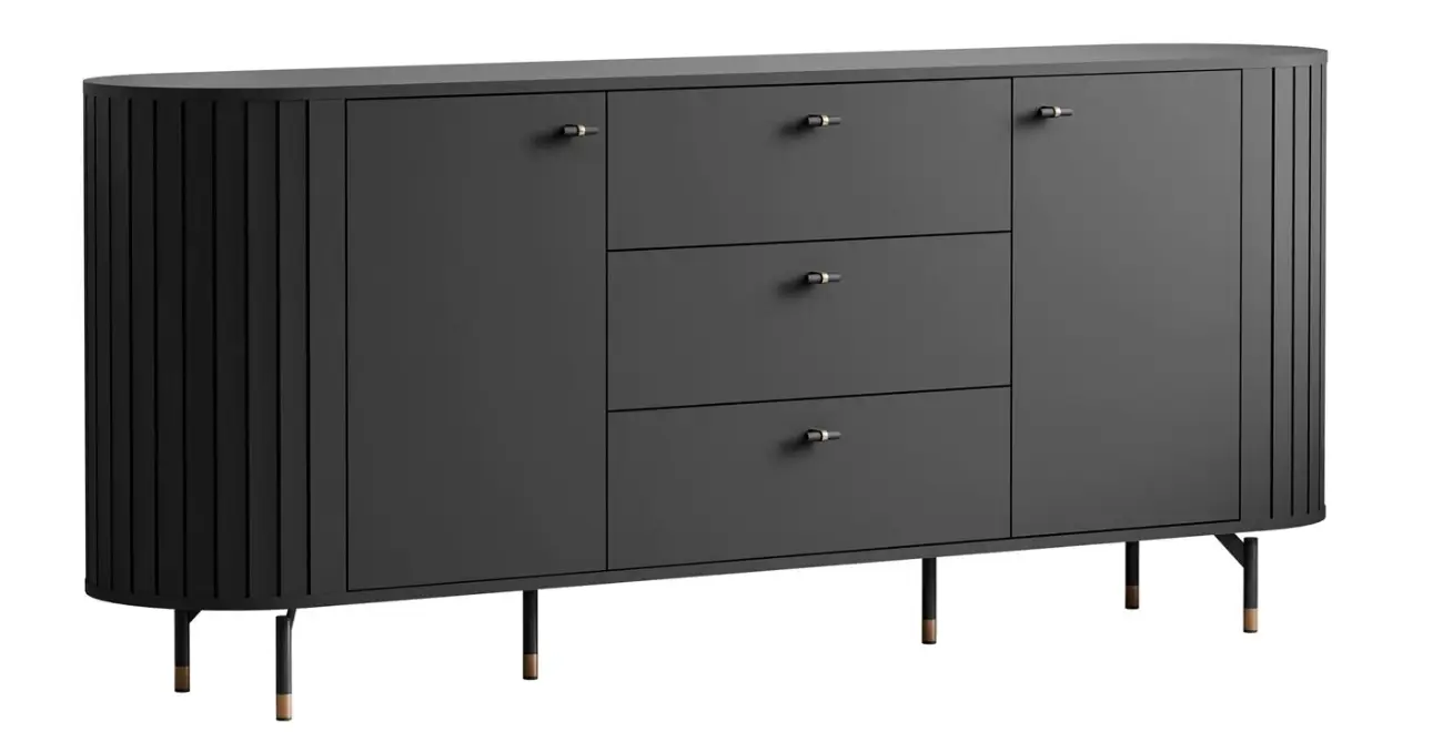 Kommode 2d3s ELODIE 190 cm Schwarz