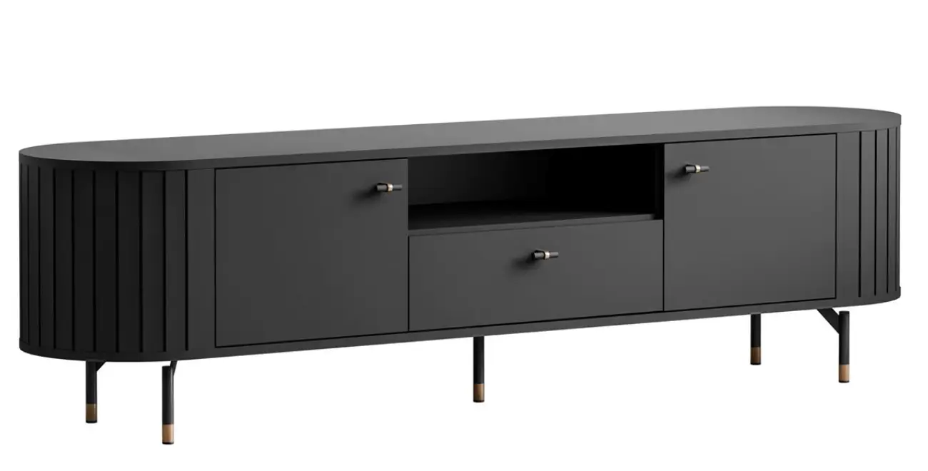 TV-Lowboard RTV-Schrank ELODIE mit Schublade Schwarz