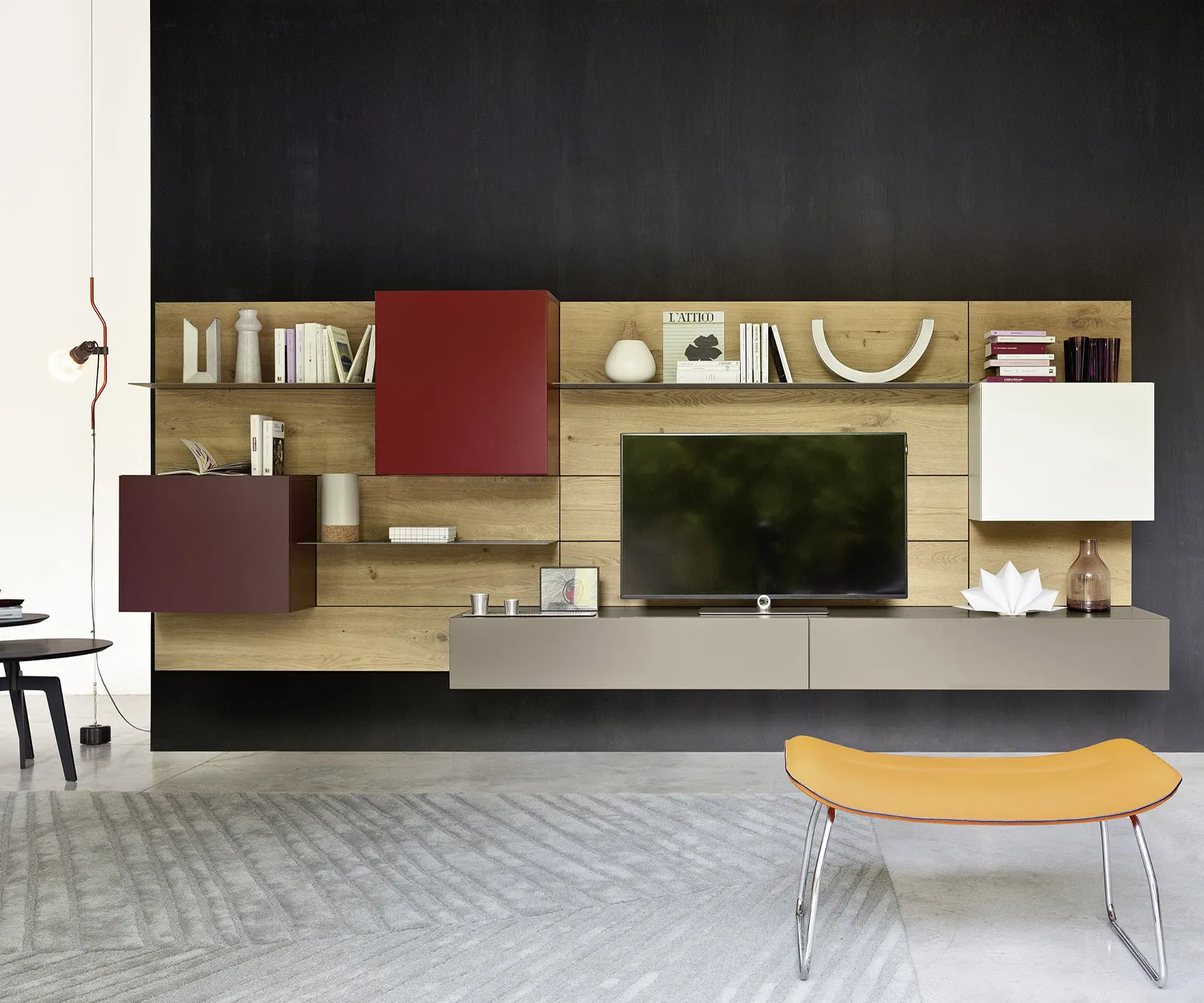 Livitalia Design Wohnwand C37 Bücherregal Wandpaneel