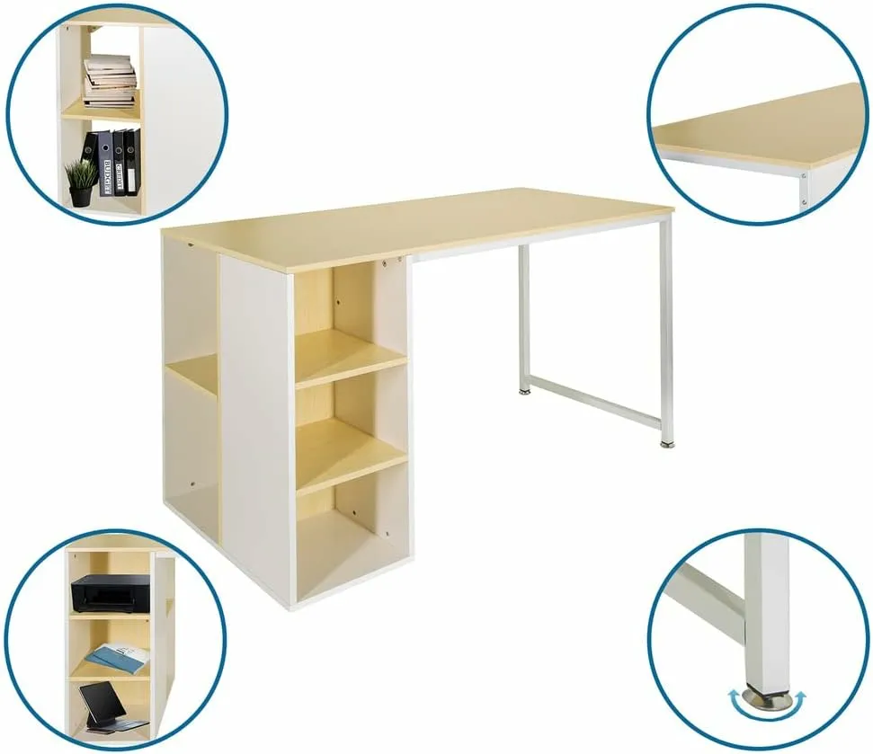 Hjh Office Schreibtisch Computertisch Workspace H Ii 120x60 Cm Weiß Eiche
