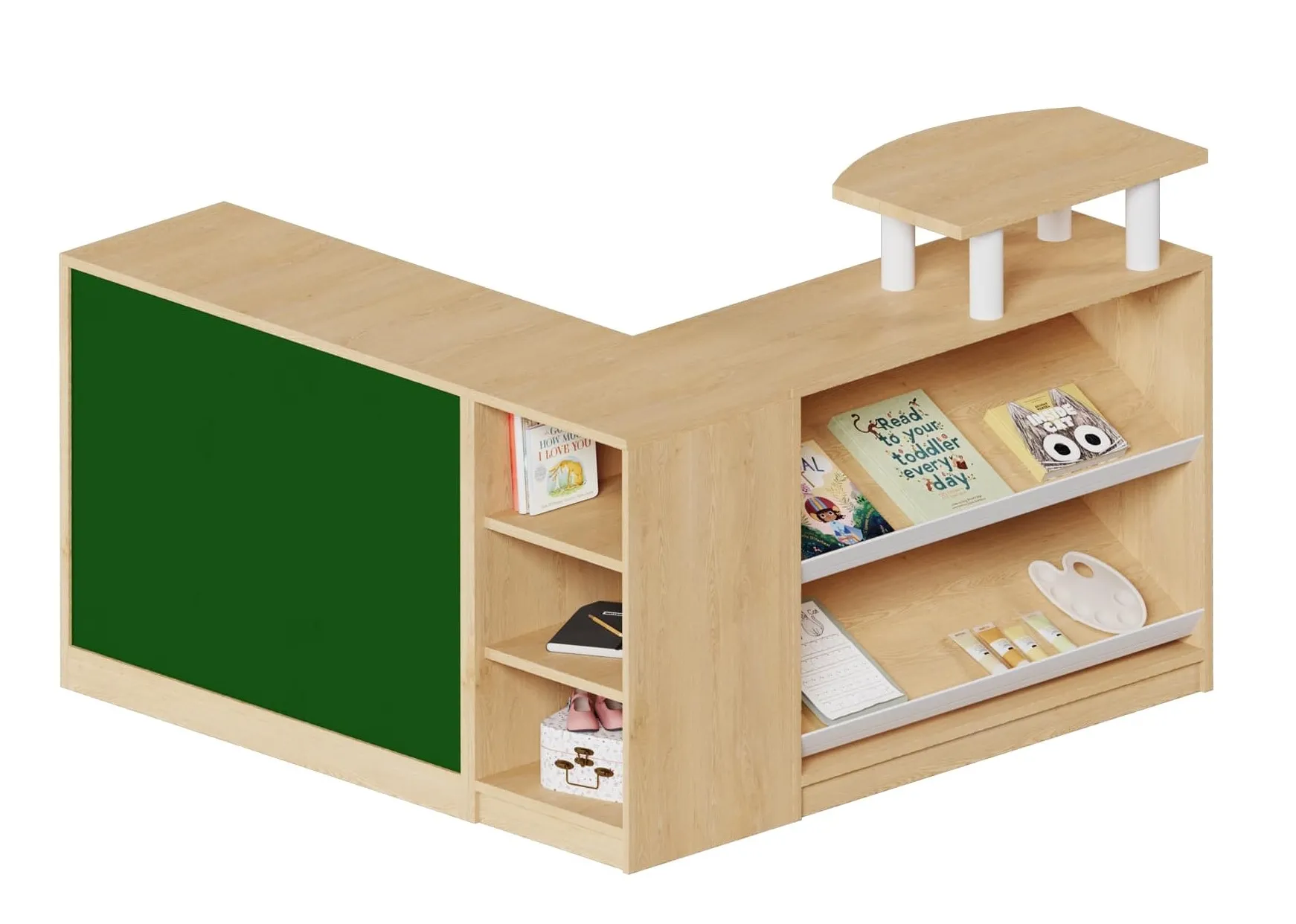 Kaufmannsladen "Liesbeth" mit Tafelfläche, Schrägablagen und Kassenaufsatz