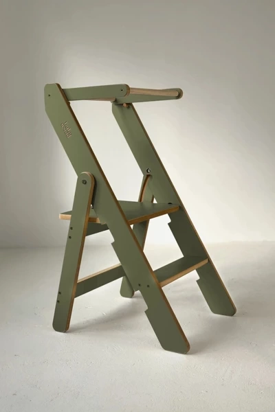 Baby Holz Küchenhelfer Klappbar Olive