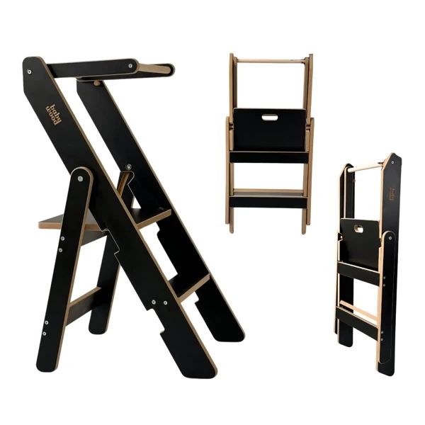 Baby Holz Küchenhelfer Klappbar Schwarz