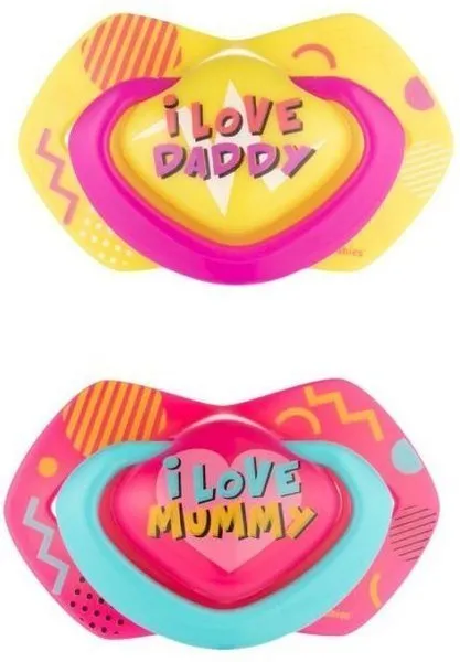 Canpol Babys Silikon Schnuller symmetrisch Neon Liebe 6-18 m 2 Stück Mädchen