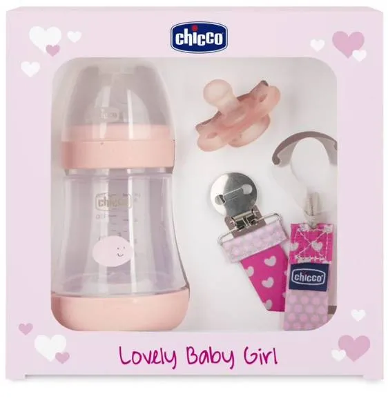 Chicco Perfect5 Newborn Set Anti-colic Flasche + Mini Soft Schnuller + Mädchen Band