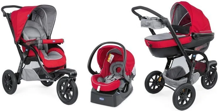 Chicco Trio Activ3 3-in-1 Mehrzweck-Kinderwagen Rotbeere