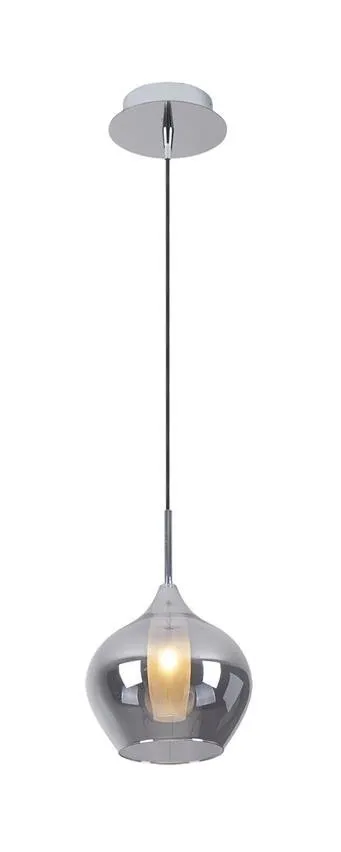 City 1L G9 Chrom Pendelleuchte Rauchglas Diffusor P0346 Maxlight