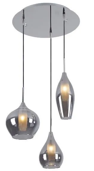 City 3L Pendelleuchte 3xG9 Chrom-Rauchglasschirme P0344 Maxlight