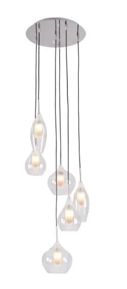 City 6L 6xG9 Chromglas-Pendelleuchte P0341 Maxlight