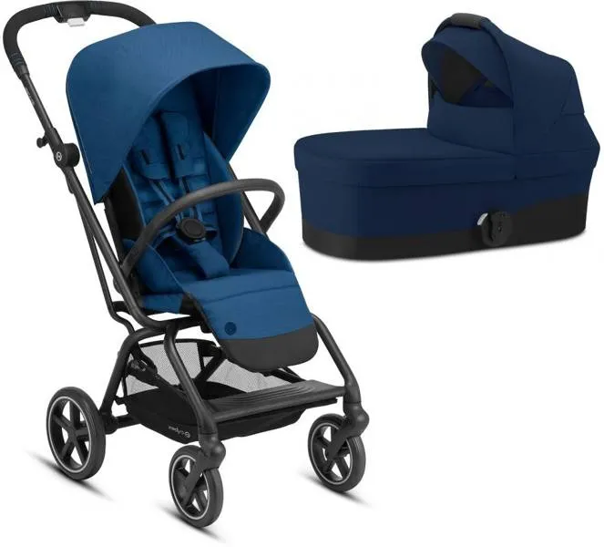 Cybex Eezy S Twist + Plus 2 Kinderwagen + Babytragetasche S Marineblau