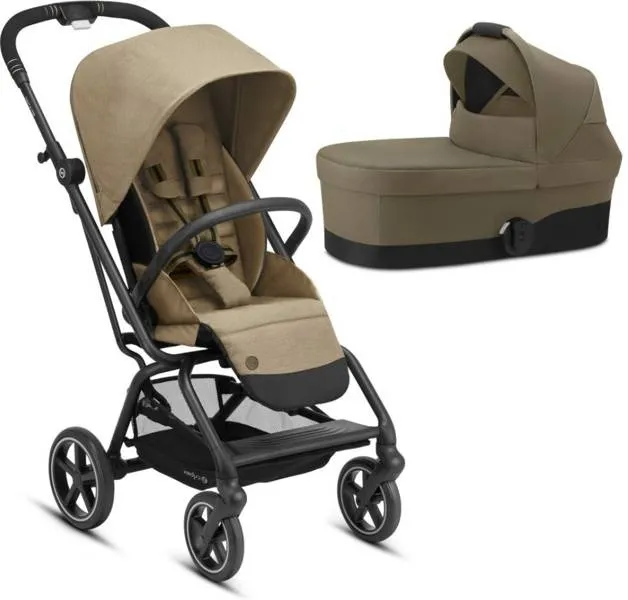 Cybex Eezy S Twist + Plus 2 Kinderwagen + Kutsche S Classic Beige - Schwarzer Rahmen