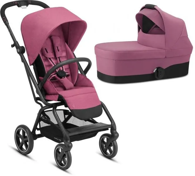 Cybex Eezy S Twist + Plus 2 Kinderwagen + Kutsche S Magnolia Pink - Schwarzer Rahmen