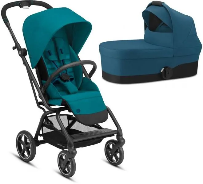 Cybex Eezy S Twist + Plus 2 Kinderwagen + Kutsche S River Blue - Black Frame