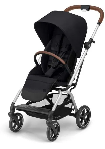 Cybex Eezy S Twist + Plus 2 Kinderwagen Tiefschwarz - Gestell Silber