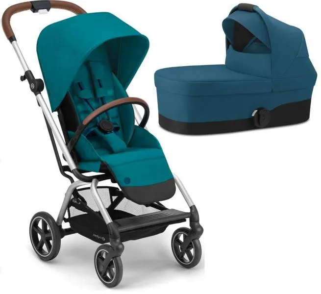 Cybex Eezy S Twist + Plus 2 Lux Kinderwagen + Tragetasche S River Blue - Silver Frame