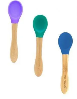 Ecorascals Satz von 3 Bambus Teelöffel mit Silikonhülle Marineblau Lila Grün
