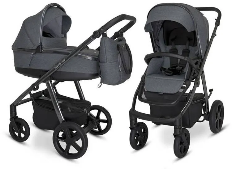 Espiro Next Up 2-in-1 Tiefschläfer Kinderwagen 607 Grau Schattierungen Schwarz Chrom