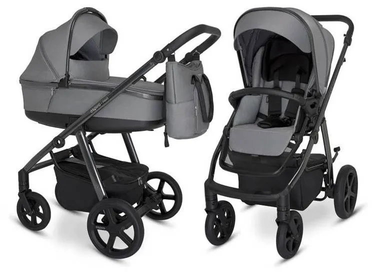 Espiro Next Up 2-in-1 Tiefschläfer Kinderwagen 627 Silbermond Schwarz Chrom