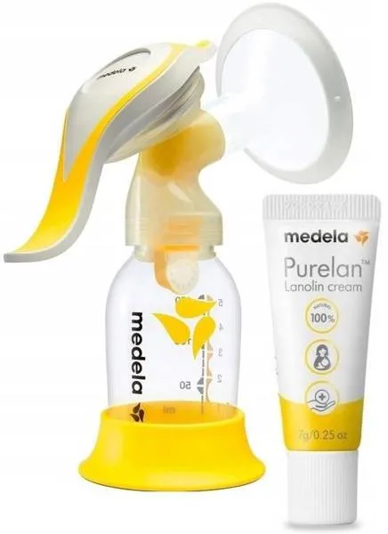 Medela Manuelle Milchpumpe Harmony Flex + FREE Purelan Lanolin Brustwarzensalbe
