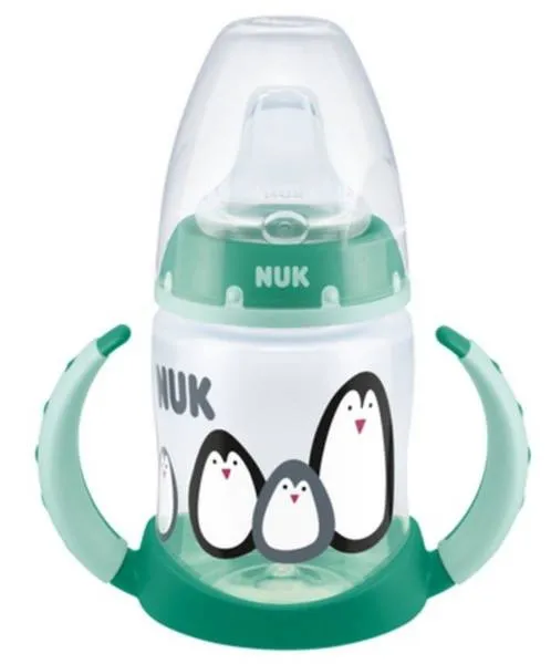 Nuk PP 150 ml Flasche mit Griffen und Silikonmundstück Monochrom tropffrei Grün