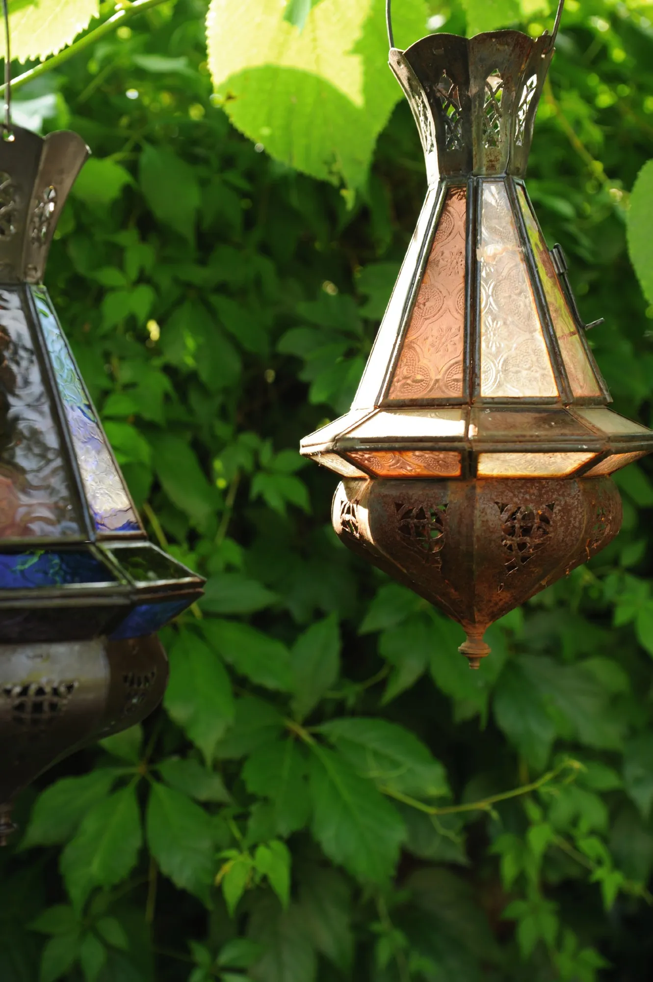 Laterne 'Mini Tria Khalid' gelb, Metall, Glas, H 30 cm, Ø 15 cm