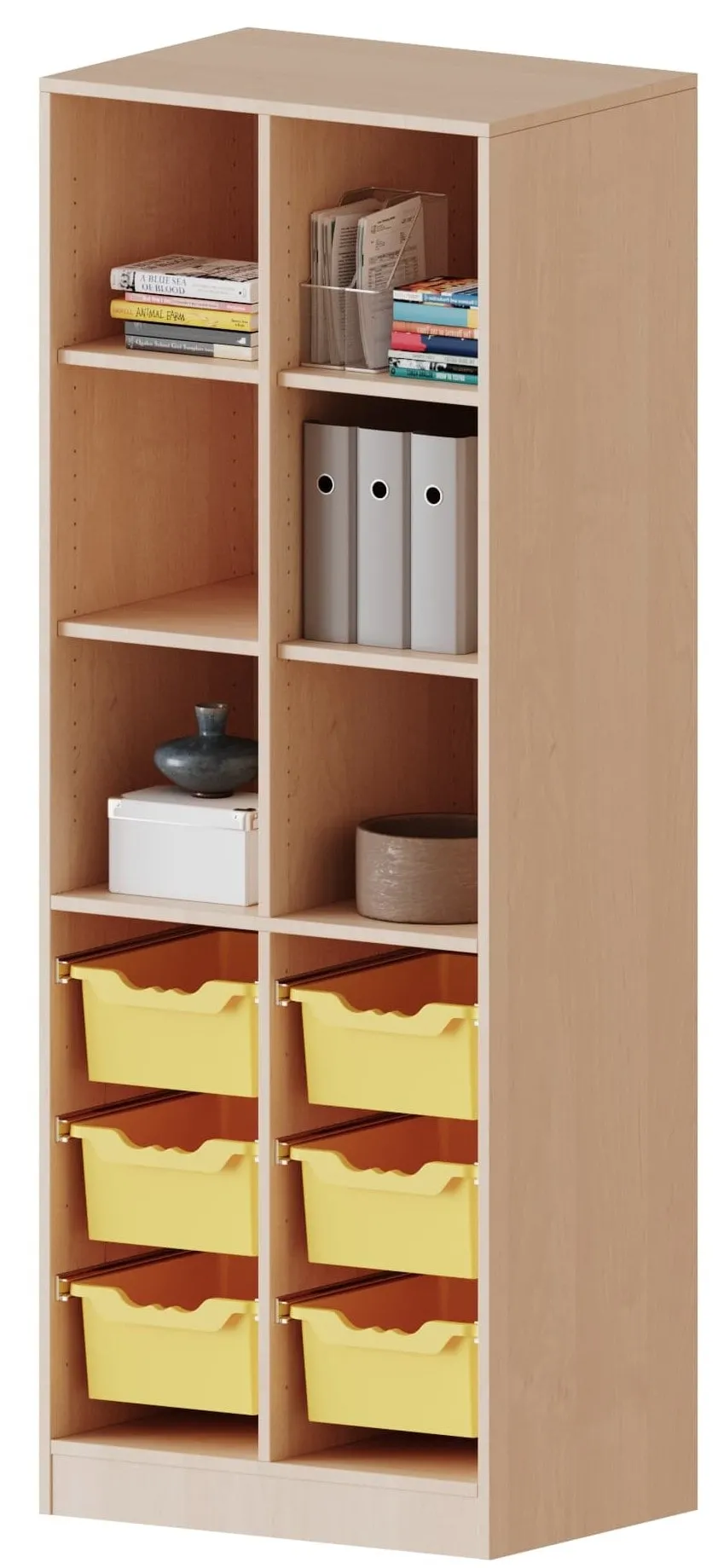 Regal mit 6 hohen ErgoTray Boxen und 6 Fächern, B/H 70,3 x 190 cm - EVO180 Serie