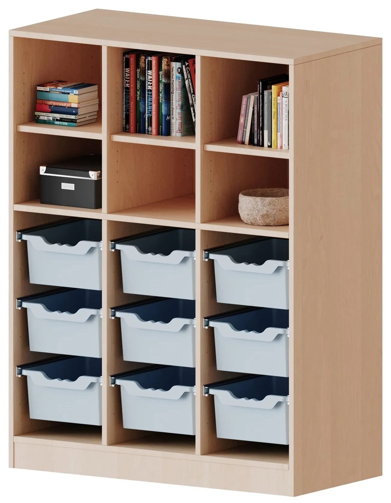 Regal mit 6 Fächern und 9 oder 18 ErgoTray Boxen, B/H 104,5 x 136 cm - EVO180 Serie