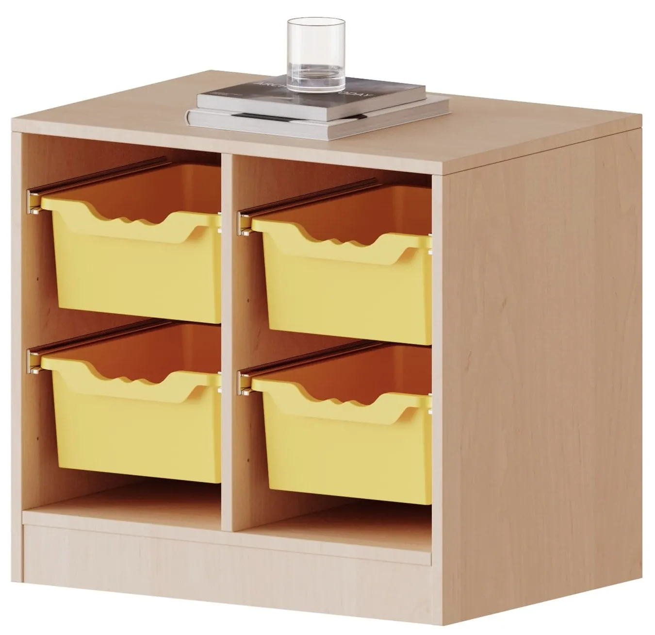 Regal zweireihig mit 4 hohen ErgoTray Boxen, B/H 70,3 x 64 cm - EVO180 Serie