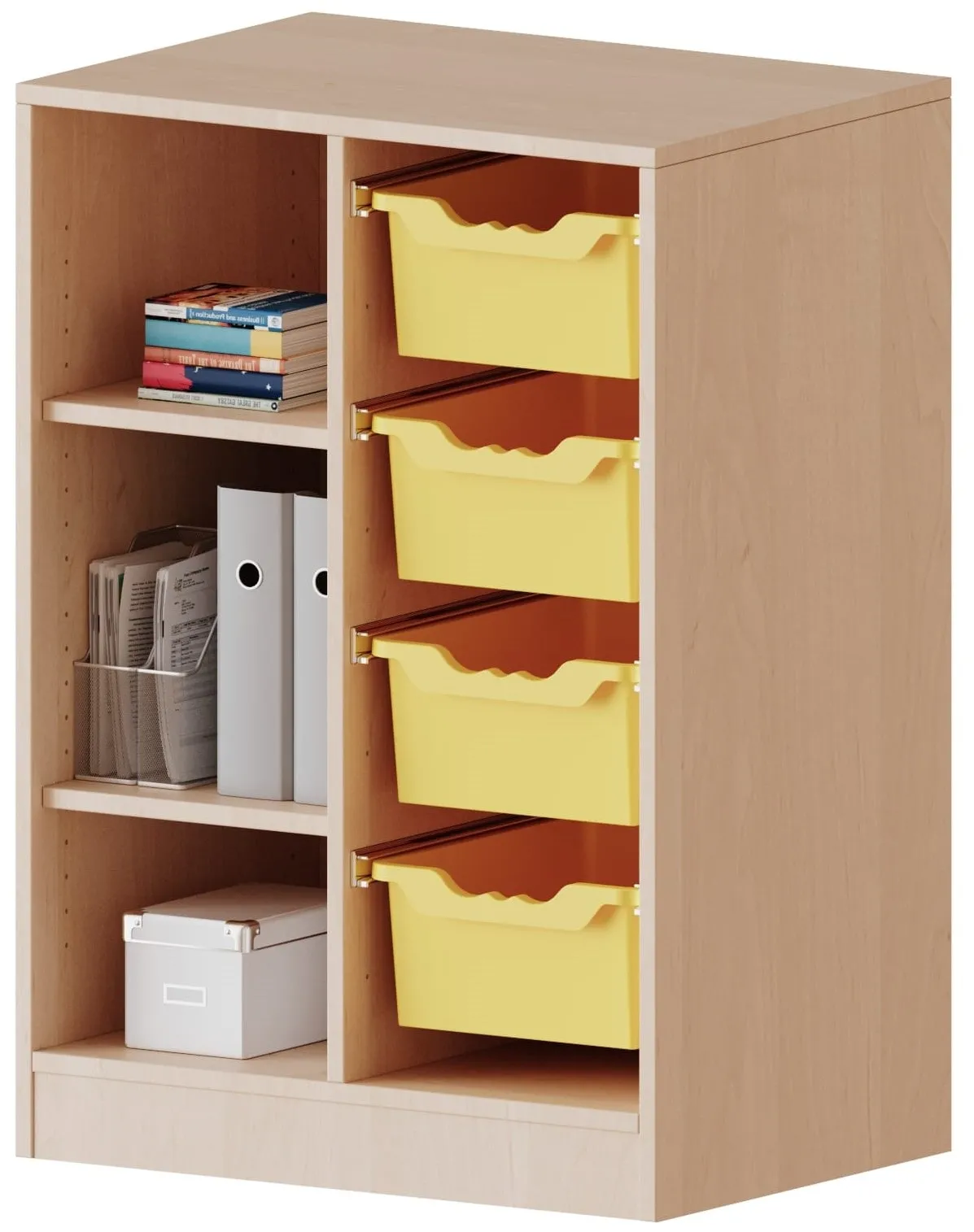 Regal mit 4 hohen ErgoTray Boxen und 3 offenen Fächern, B/H 70,3 x 100 cm - EVO180 Serie