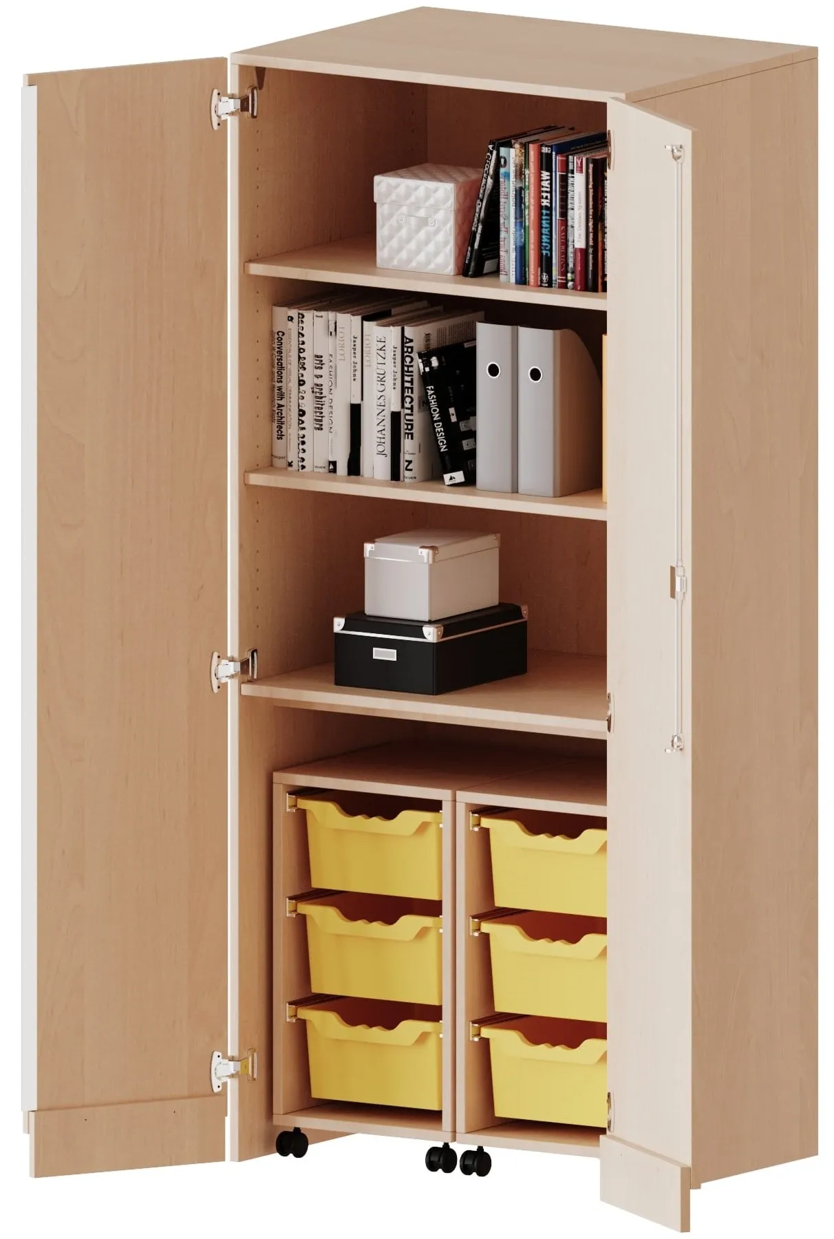 Garagenschrank mit 6 ErgoTray Boxen und 2 Einlegeböden, B/H/T 80 x 190 x 60 cm - EVO180 Serie