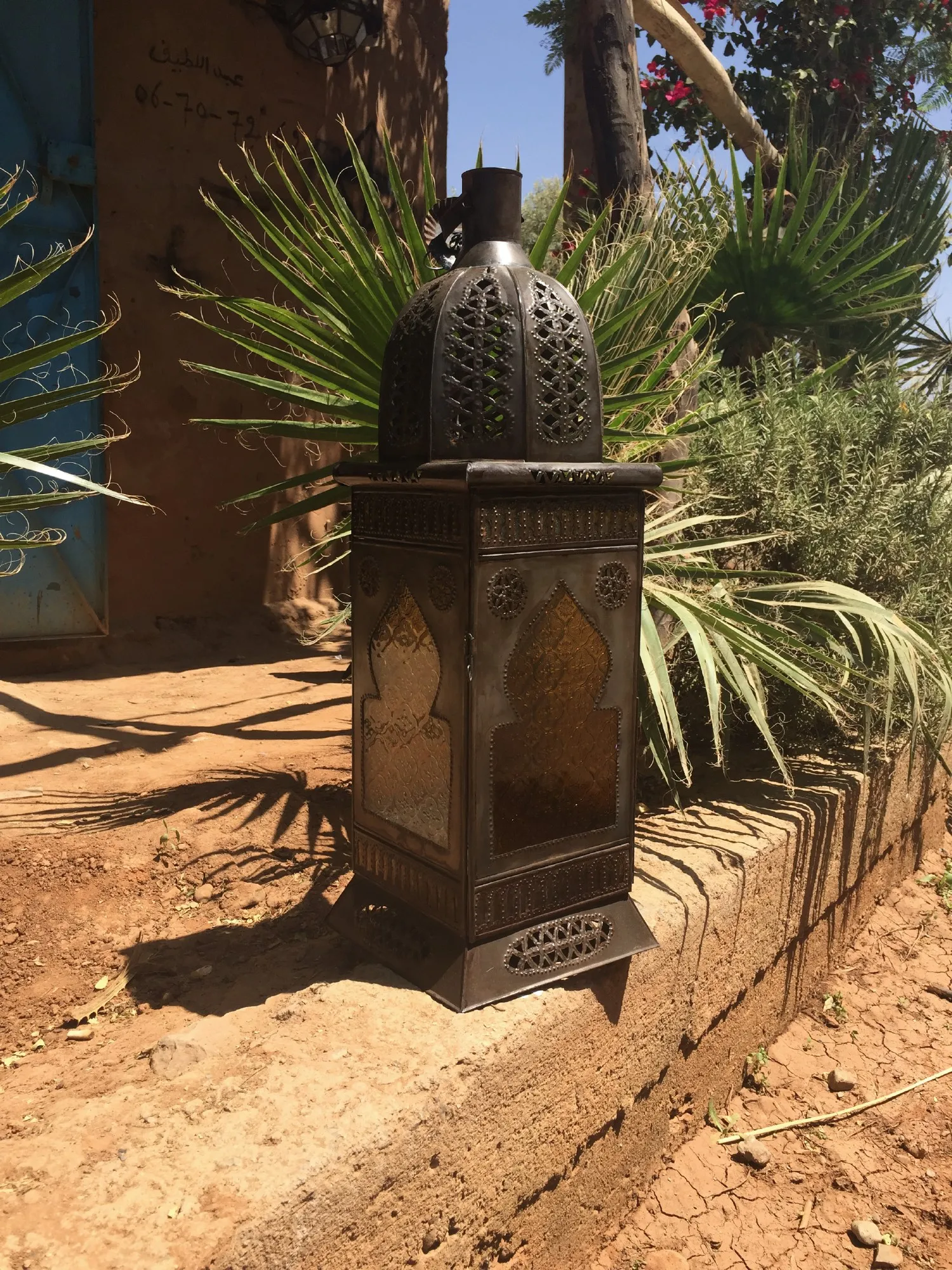 Laterne, klar, kupfer, T 23 cm, B 23 cm, H 70 cm