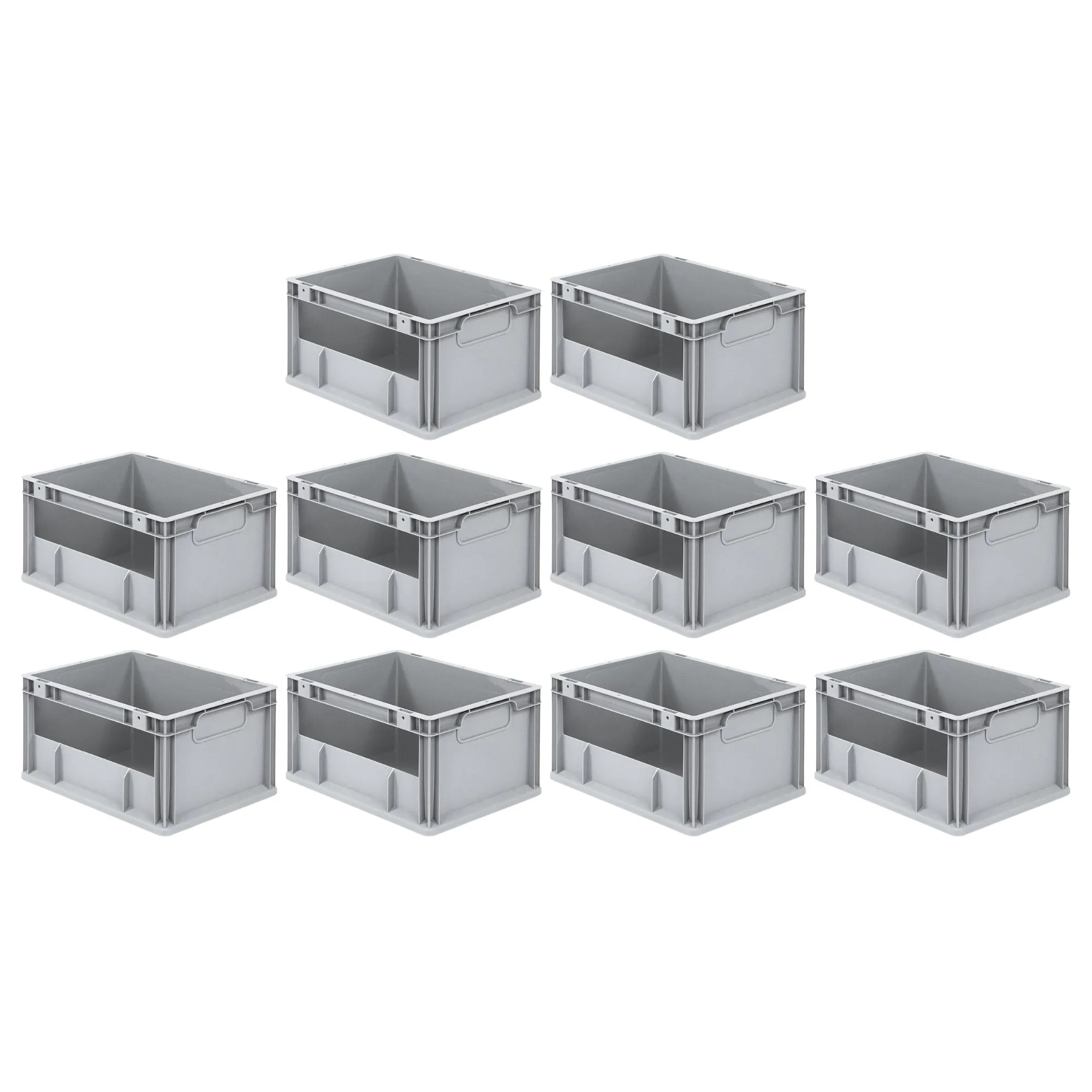 SparSet 10x Eurobox NextGen Insight | HxBxT 22x30x40cm | 20 Liter | Seite offen | Eurobehälter, Transportbox, Transportbehälter, Stapelbehälter