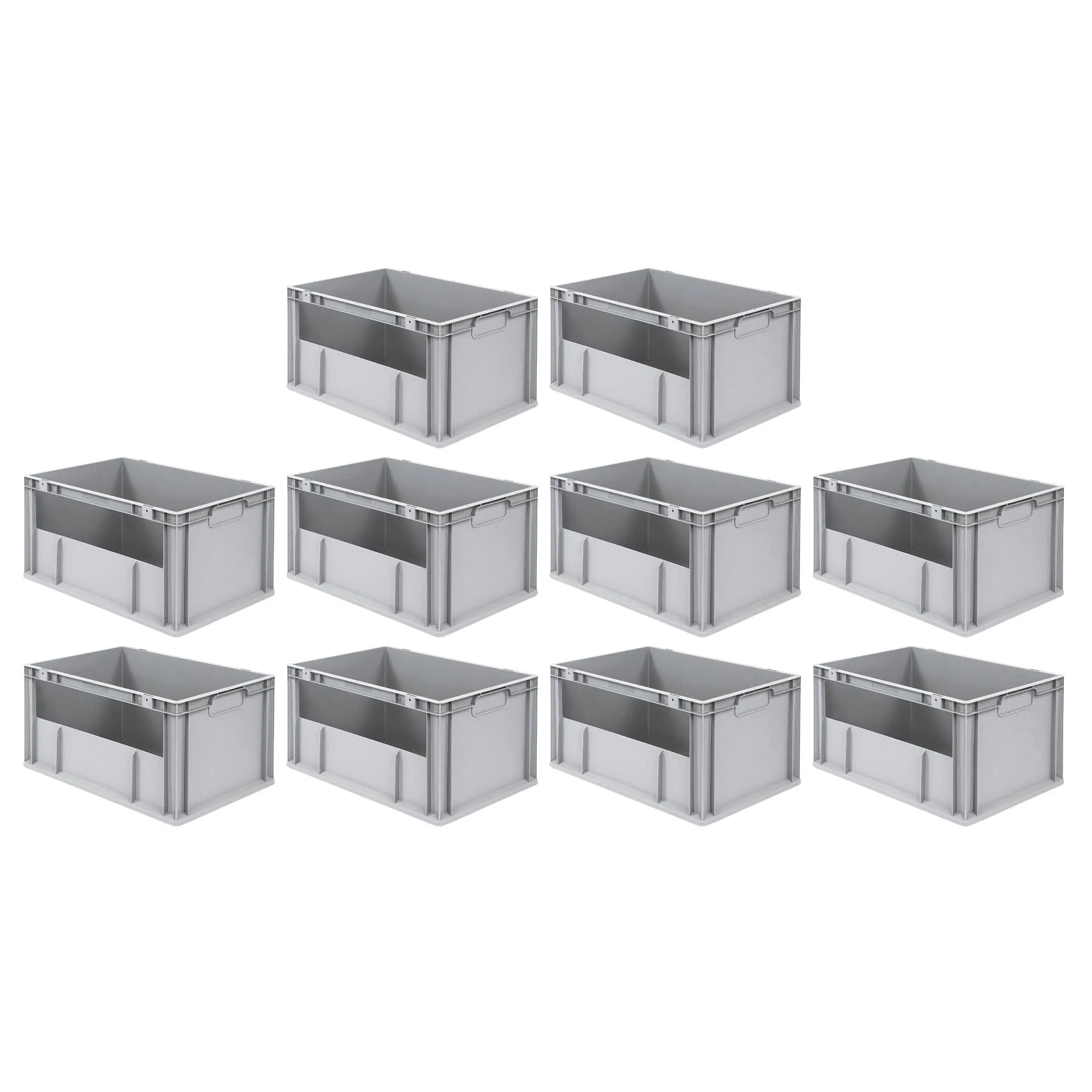 SparSet 10x Eurobox NextGen Insight | HxBxT 32x40x60cm | 65 Liter | Seite offen | Eurobehälter, Transportbox, Transportbehälter, Stapelbehälter