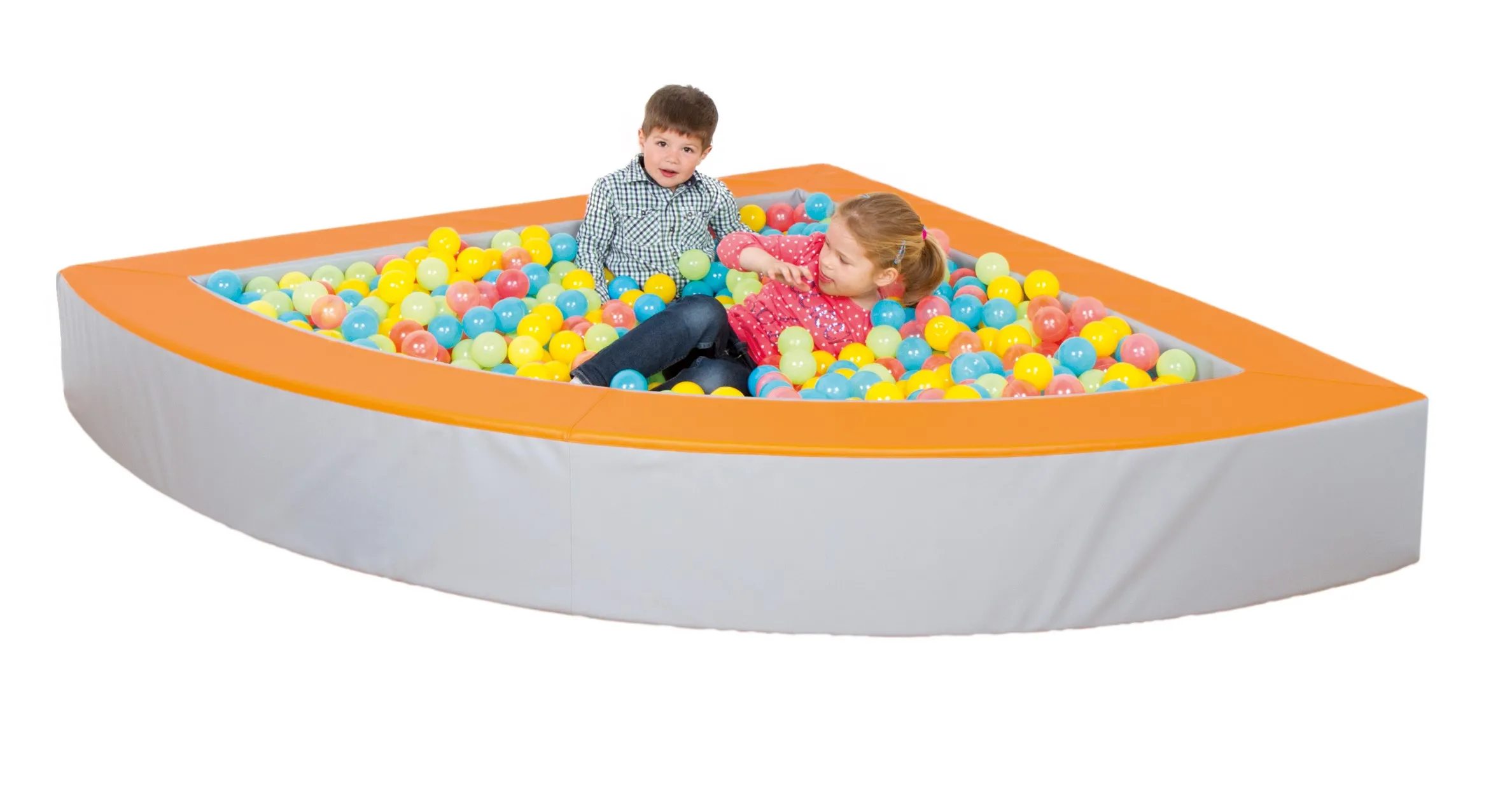 Bällebad Viertelkreis mit Kunstlederbezug, verschiedene Farben und Größen