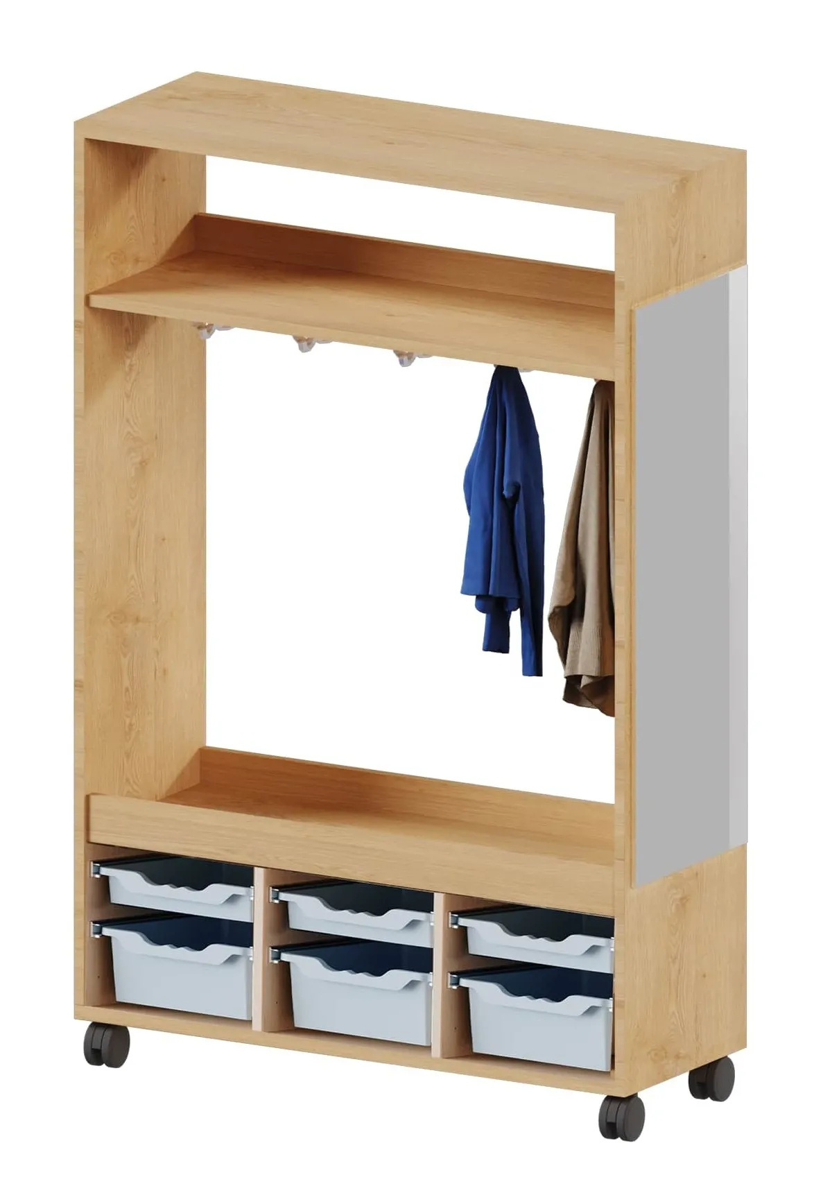 Fahrbarer Garderobenwagen mit Spiegel