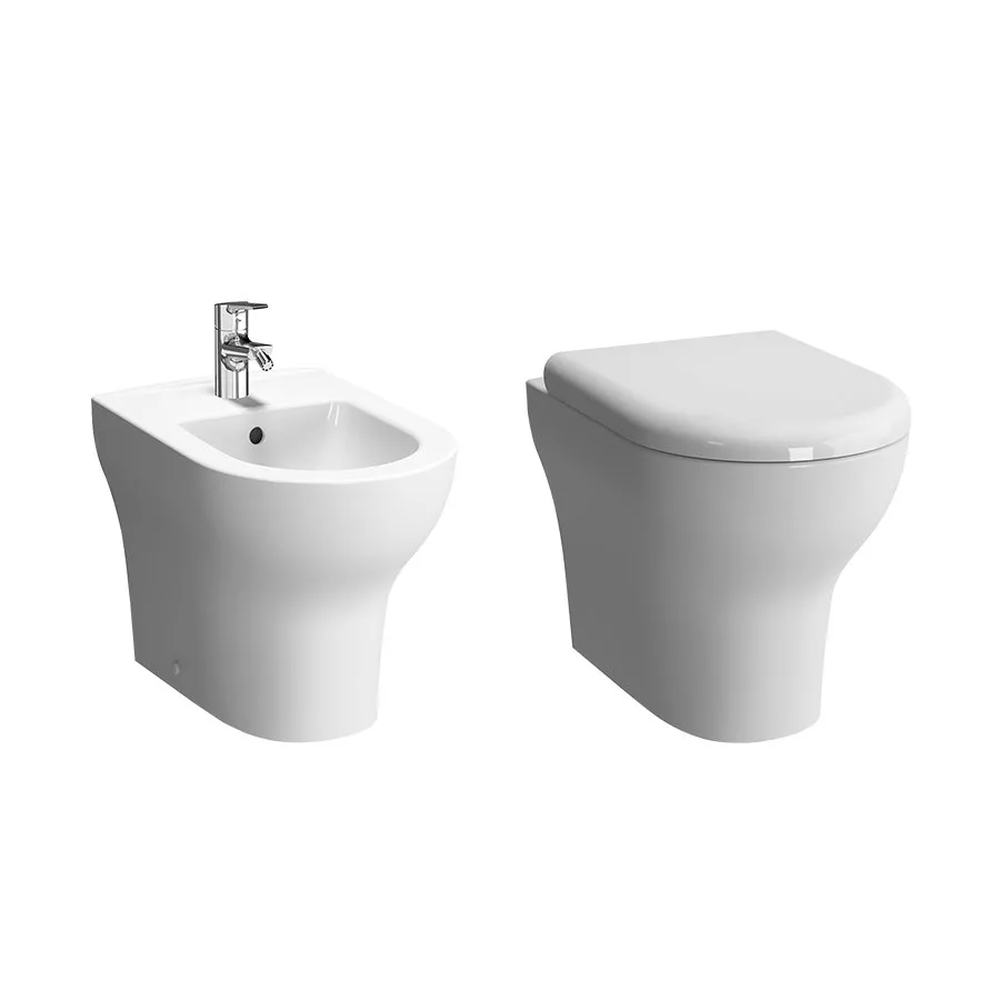VITRA ZENTRUM SET WEISS HOCHGLANZ WC UND BIDET SPÜLUNG MIT SOFT CLOSE ABDECKUNG