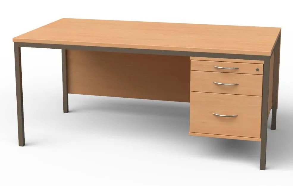 Baum & Hien Lehrerpult Modell 2 mit Frontblende und Hängecontainer