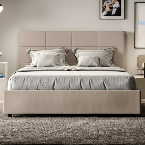 Doppelbett mit Kunstleder-Container Mika