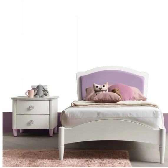 Klassisches Einzelbett mit gepolstertem Kopfteil Omega