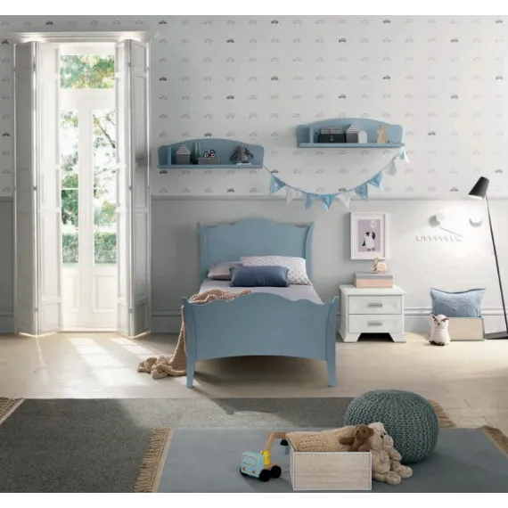 Einzelbett mit Rainbow-Kopfteil