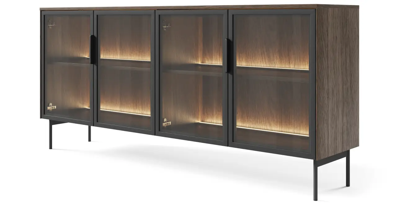 Kommode 4D LUMI mit Beleuchtung Dunin Oak Schwarz