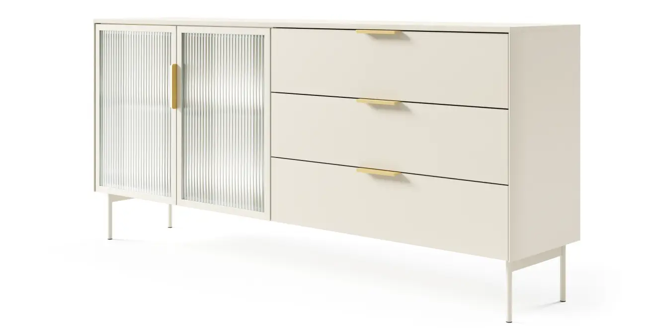 Kommode 2d3s LUMI mit Schubladen und Beleuchtung Kaschmir/Gold