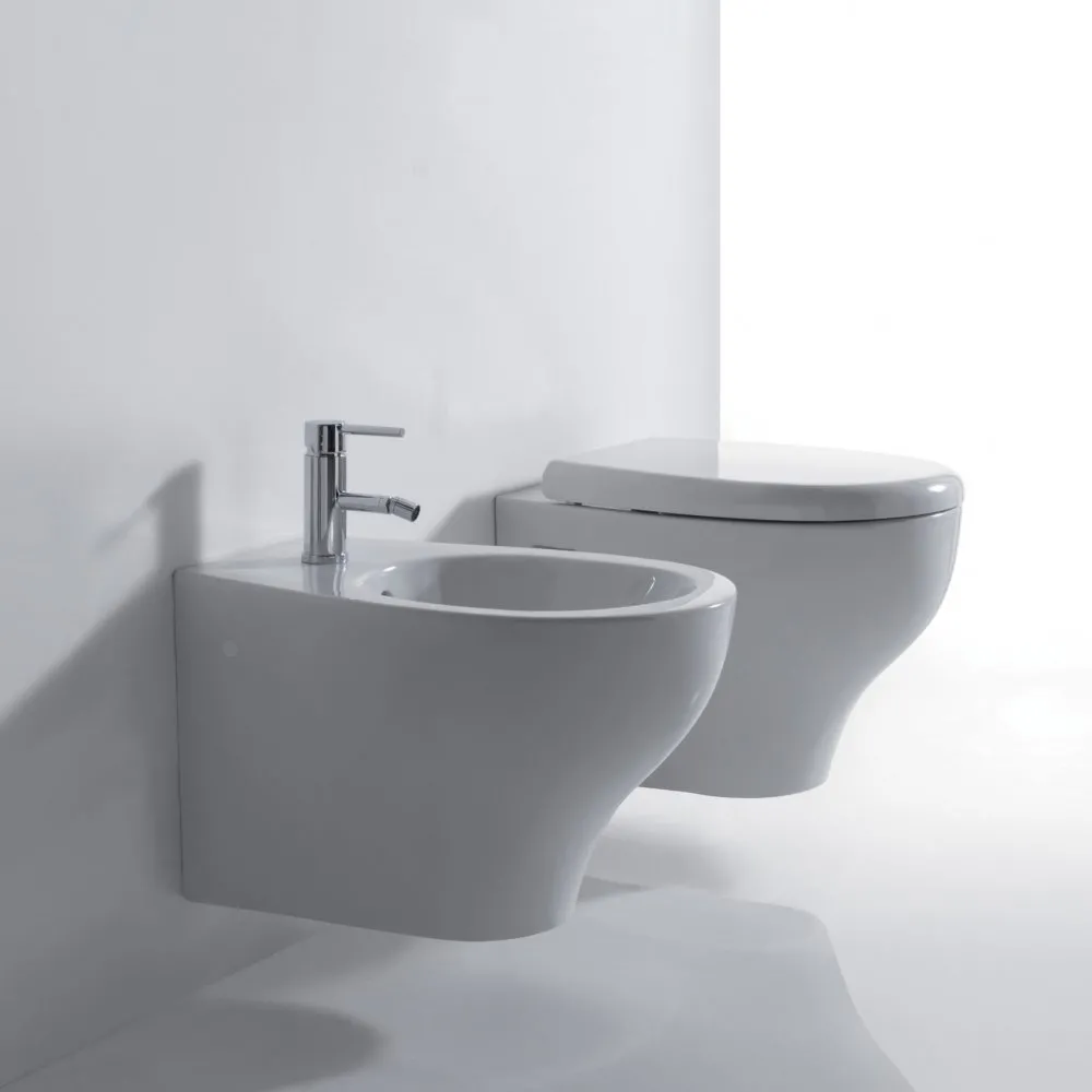 GALASSIA EDEN WANDHÄNGENDES WC UND BIDET SET MIT WEISSEM DECKEL