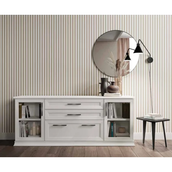 Wohnzimmer-Sideboard mit Schubladen und seitlichen Glastüren Antea